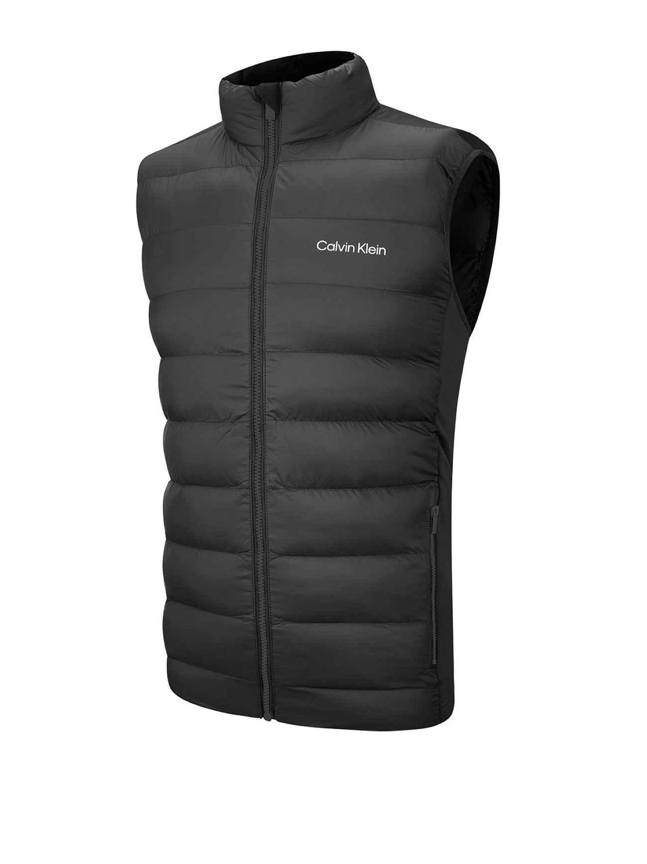 Mens Black Quilted Full Zip Hybrid Gilet