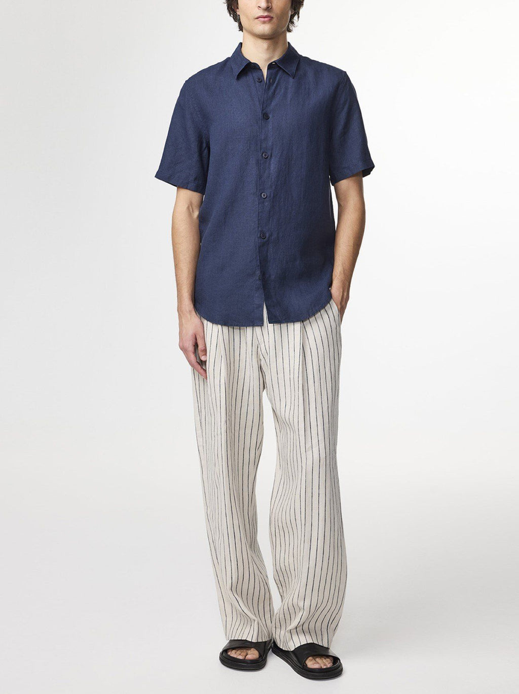 Mens Navy Blue Enzo Classic Collar Shirt