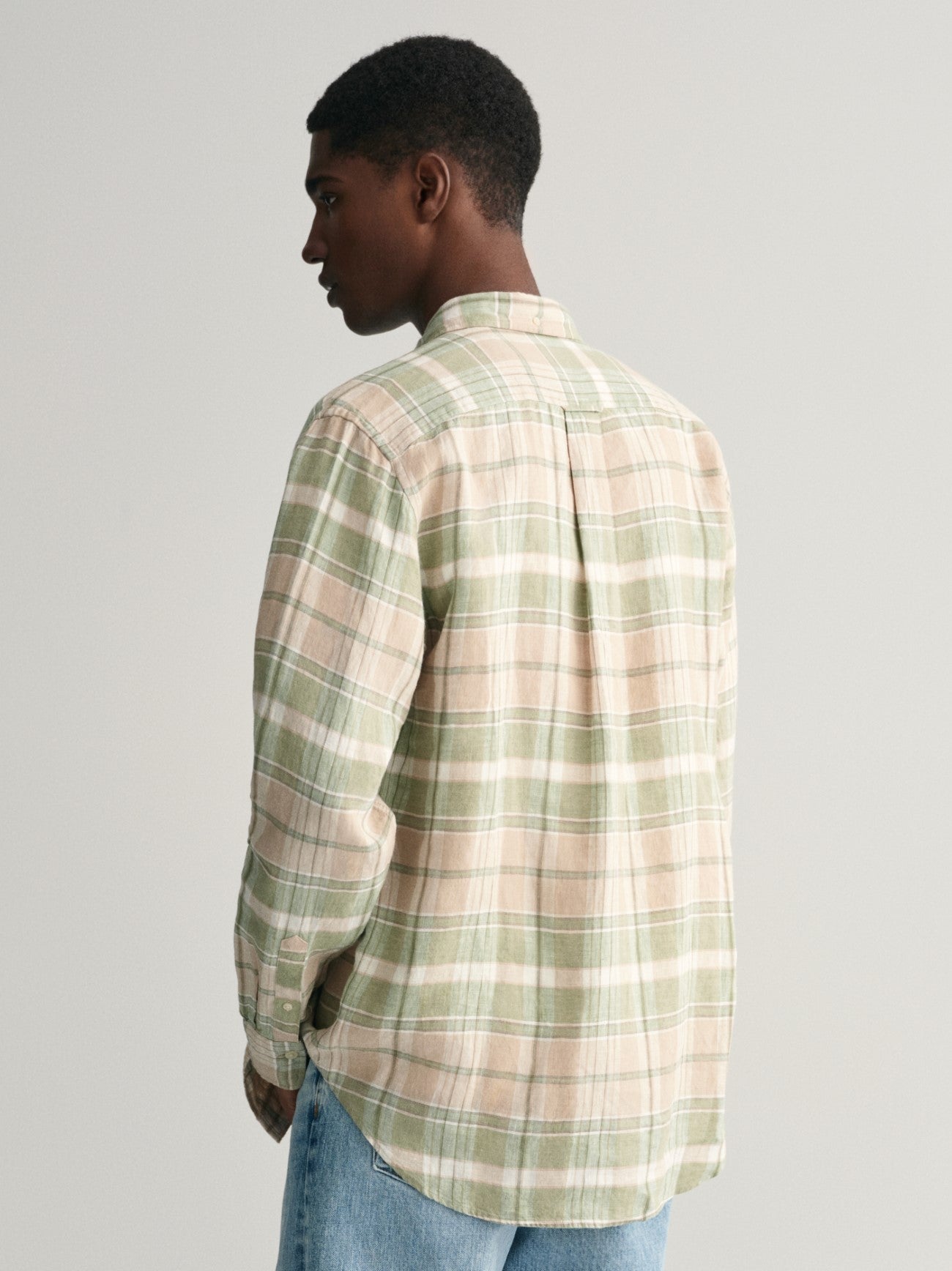 Mens Dry Sand Linen Madras Shirt