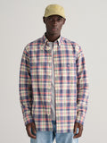 Mens Dusty Blue Sea Cotton Linen Check Shirt