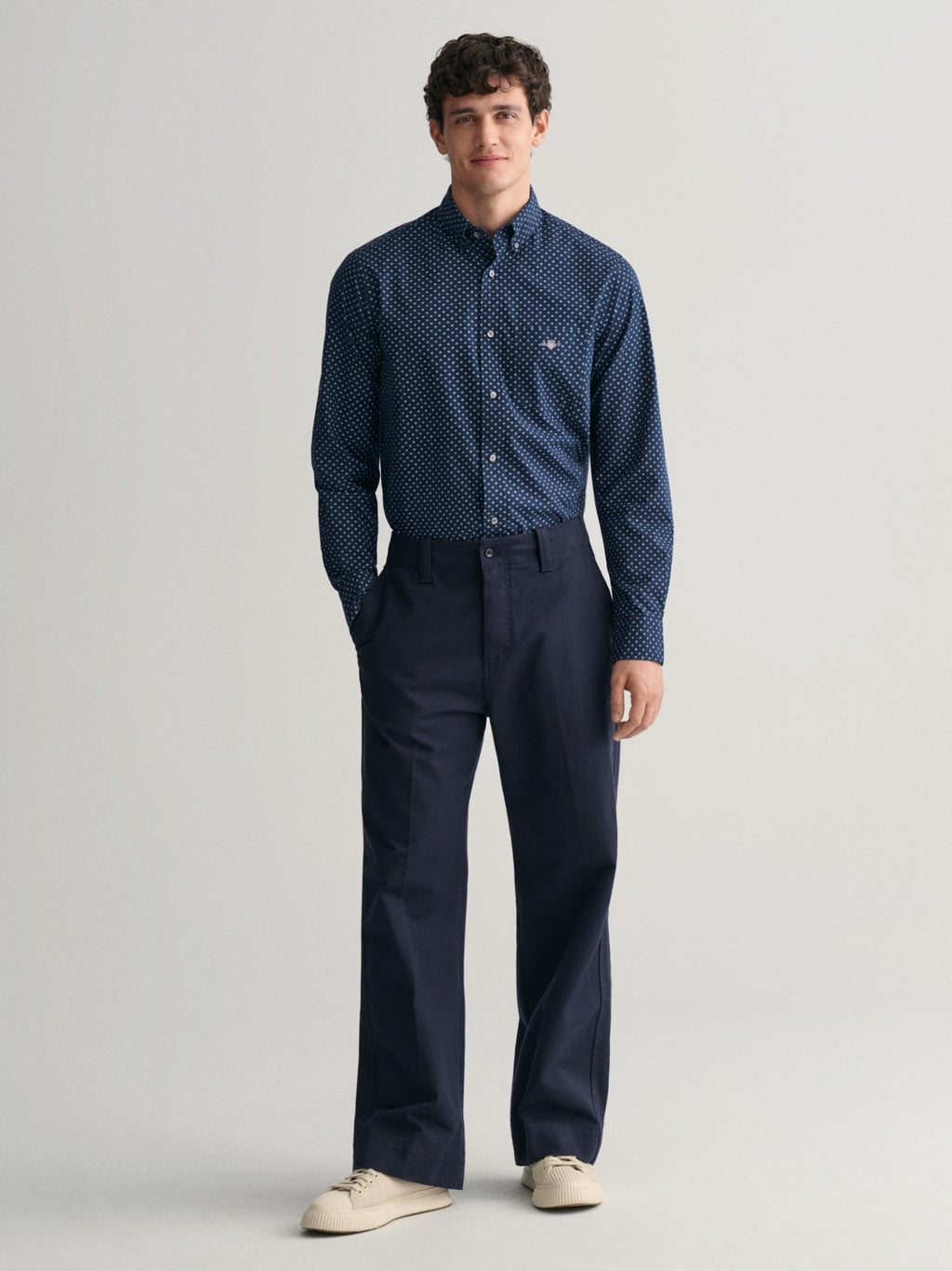 Mens Marine Micro Print Shirt