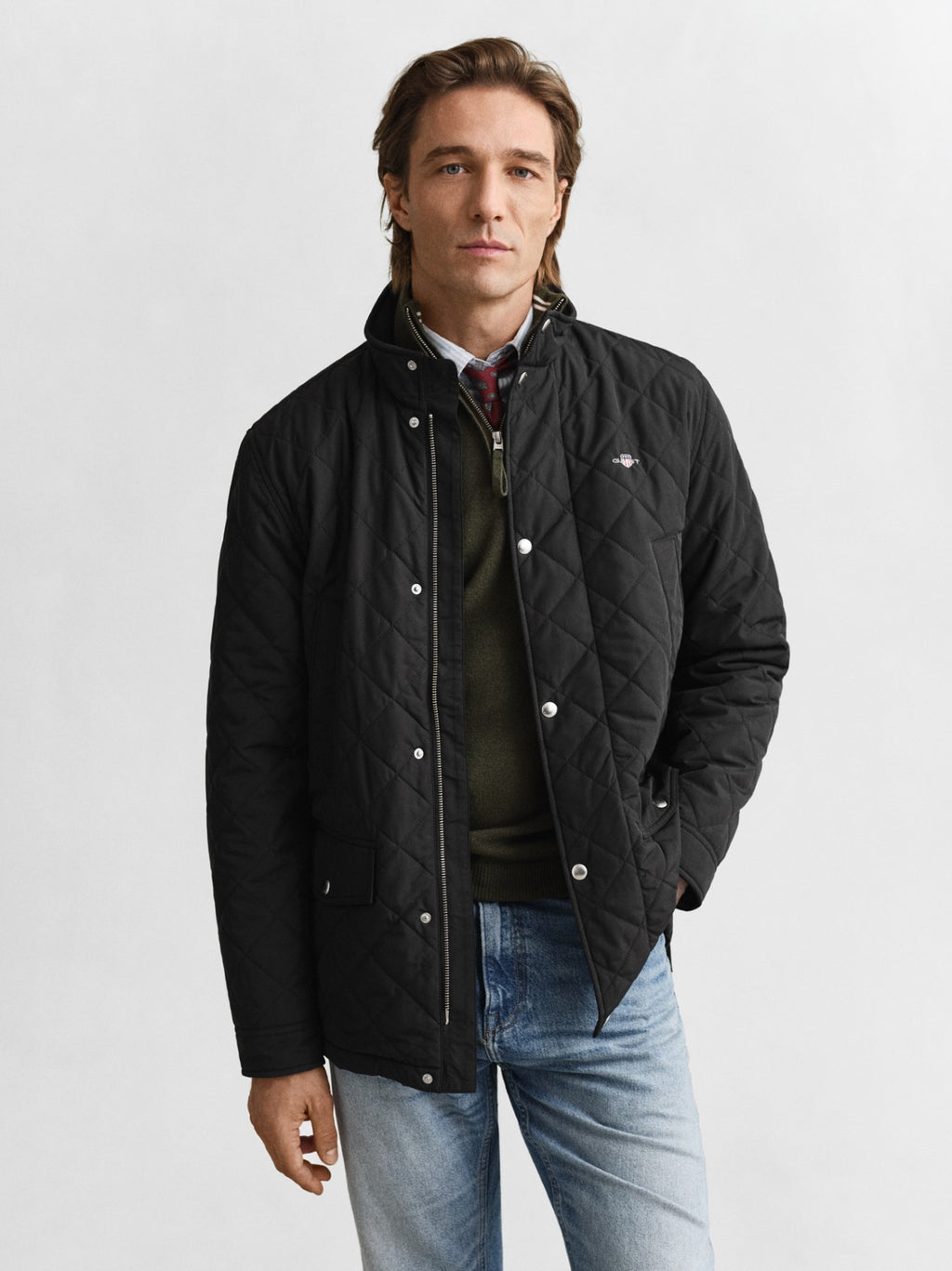 Mens Black Quilted Windcheater Jacket