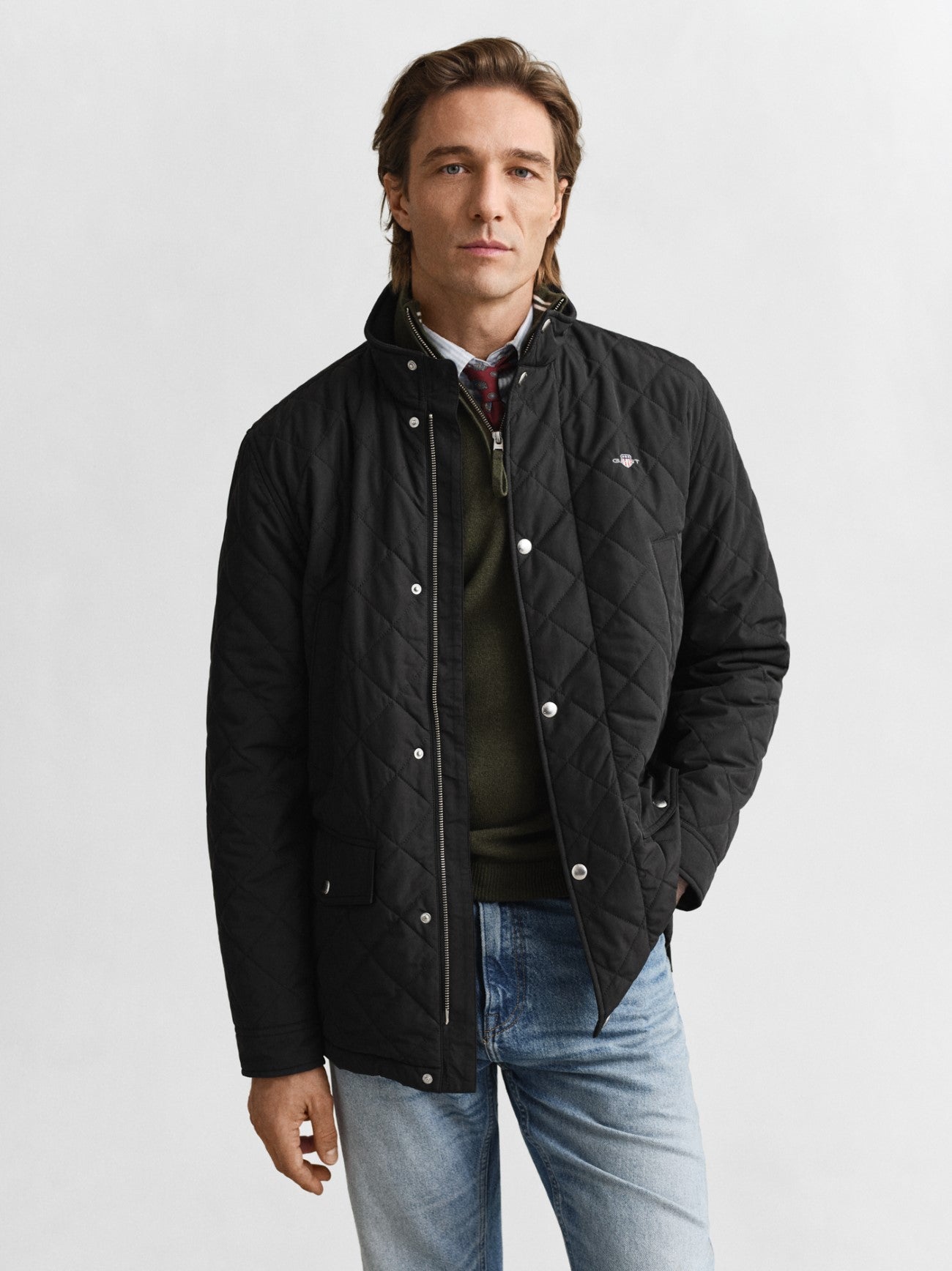 Mens Black Quilted Windcheater Jacket