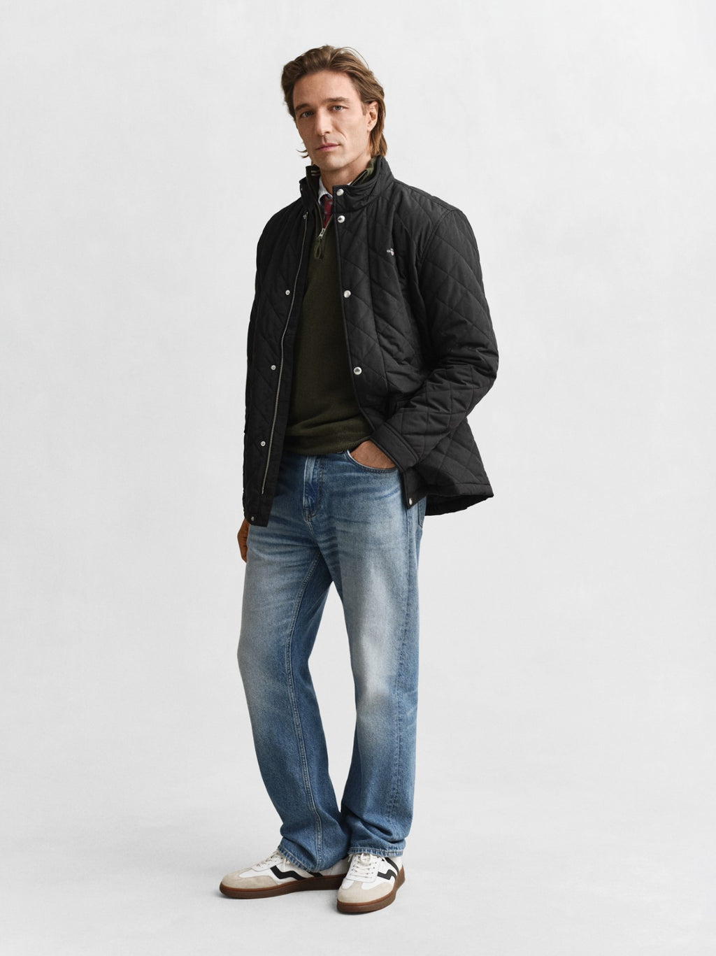 Mens Black Quilted Windcheater Jacket