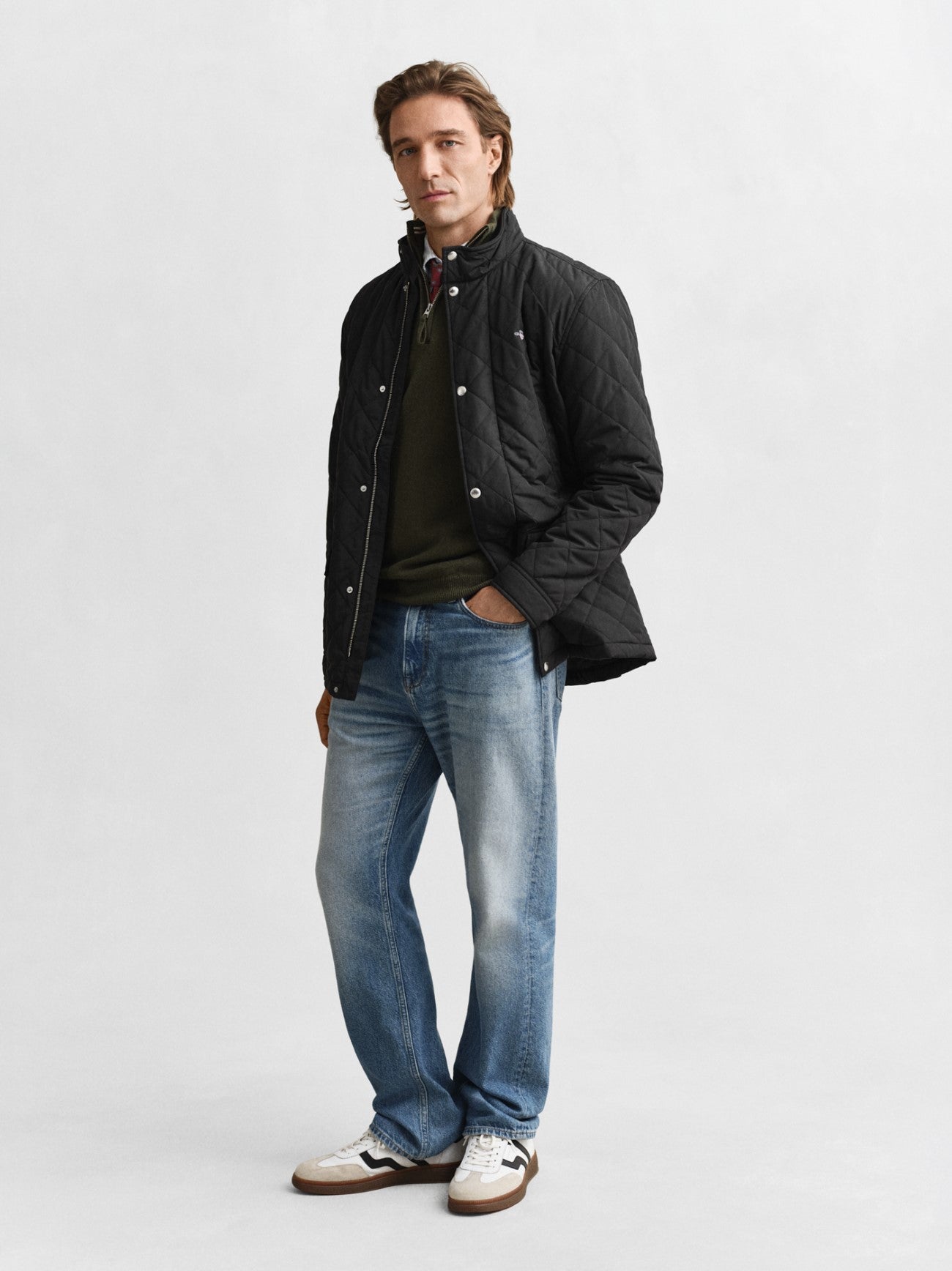 Mens Black Quilted Windcheater Jacket