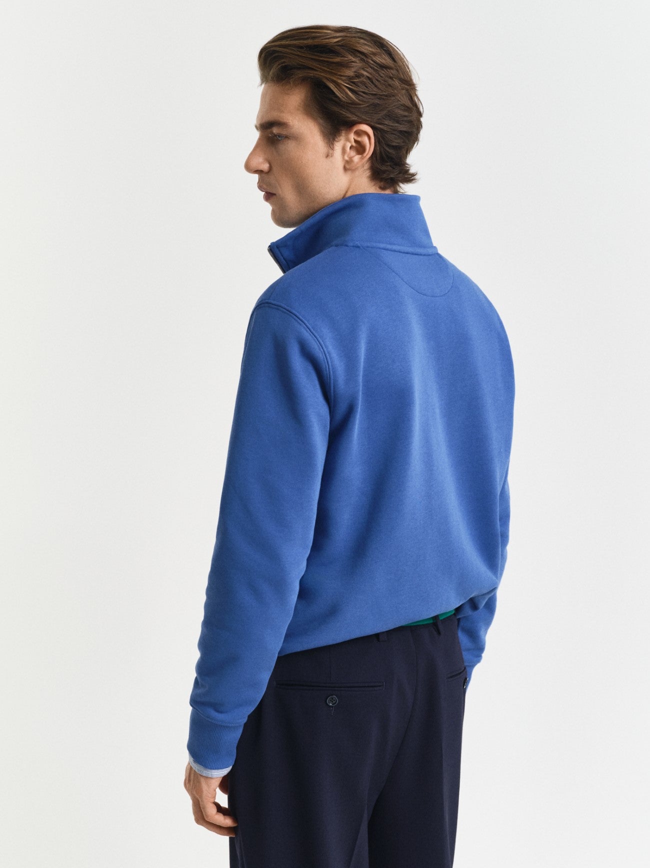 Mens Rich Blue Shield Half Zip Sweatshirt