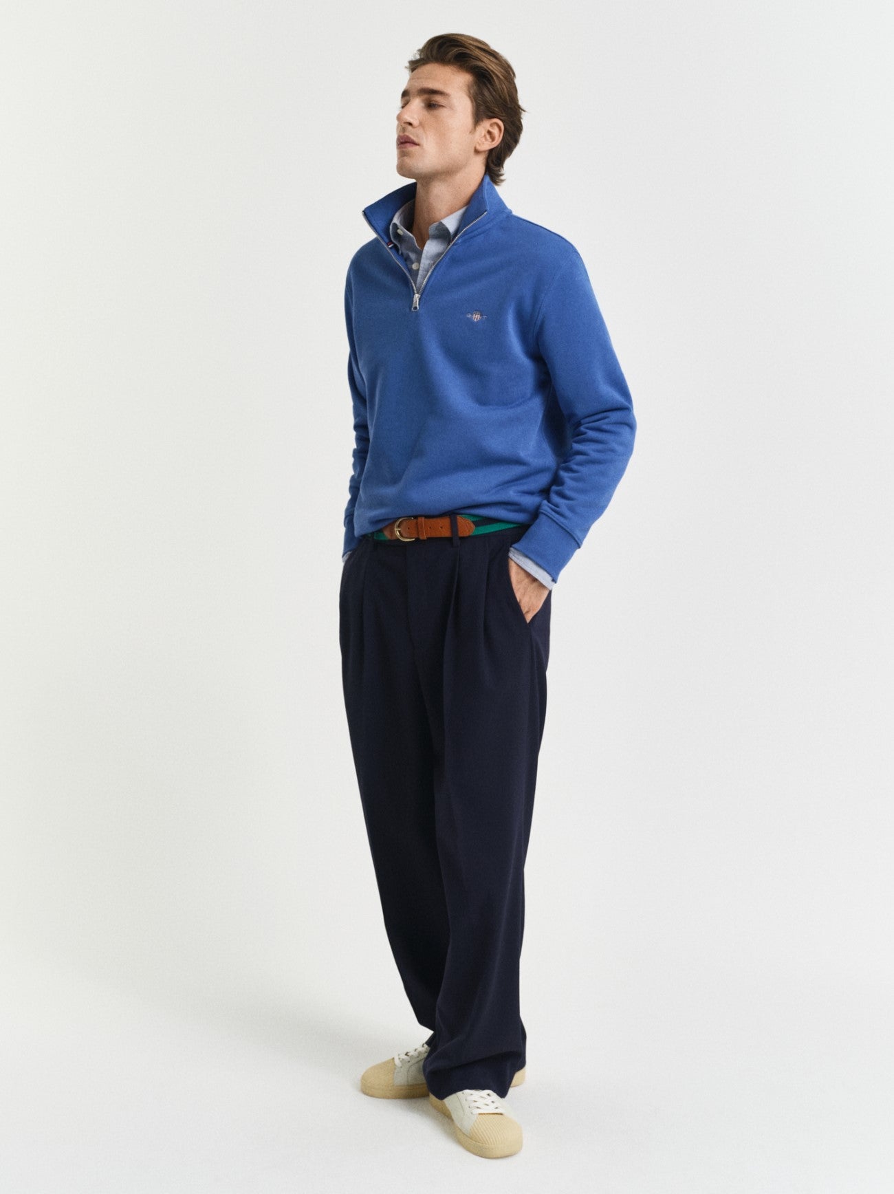 Mens Rich Blue Shield Half Zip Sweatshirt