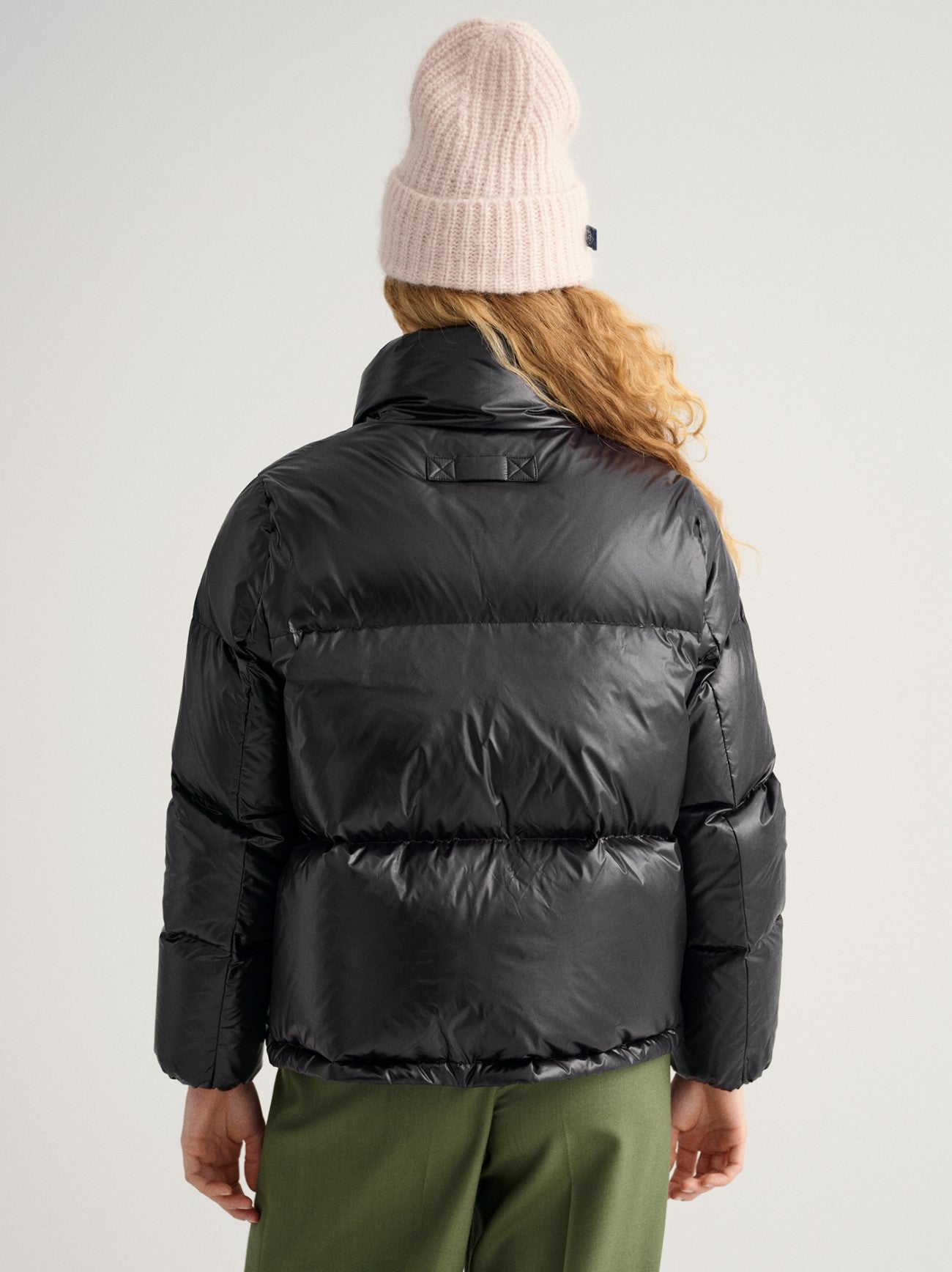 Womens Ebony Black Cropped Down Jacket