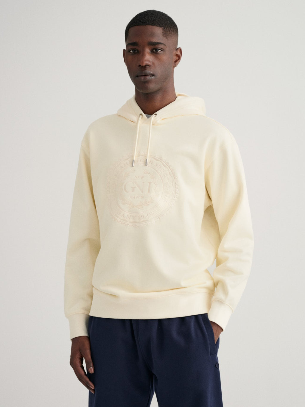 Mens Cream Monogram Hoodie