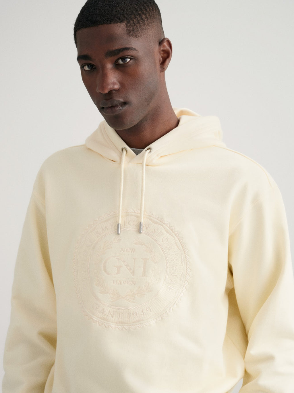 Mens Cream Monogram Hoodie