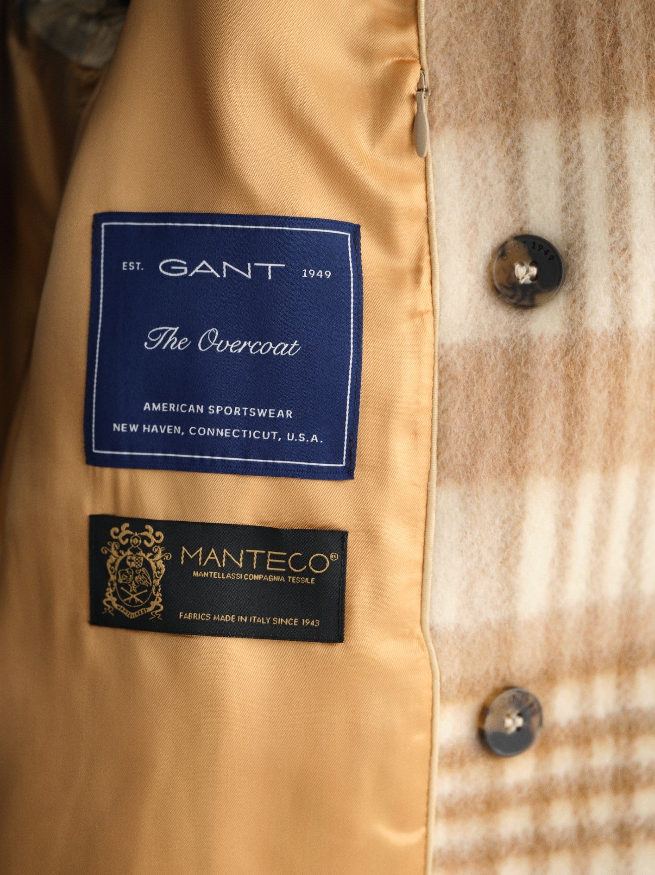 Womens Light Beige Melange Checked Overcoat