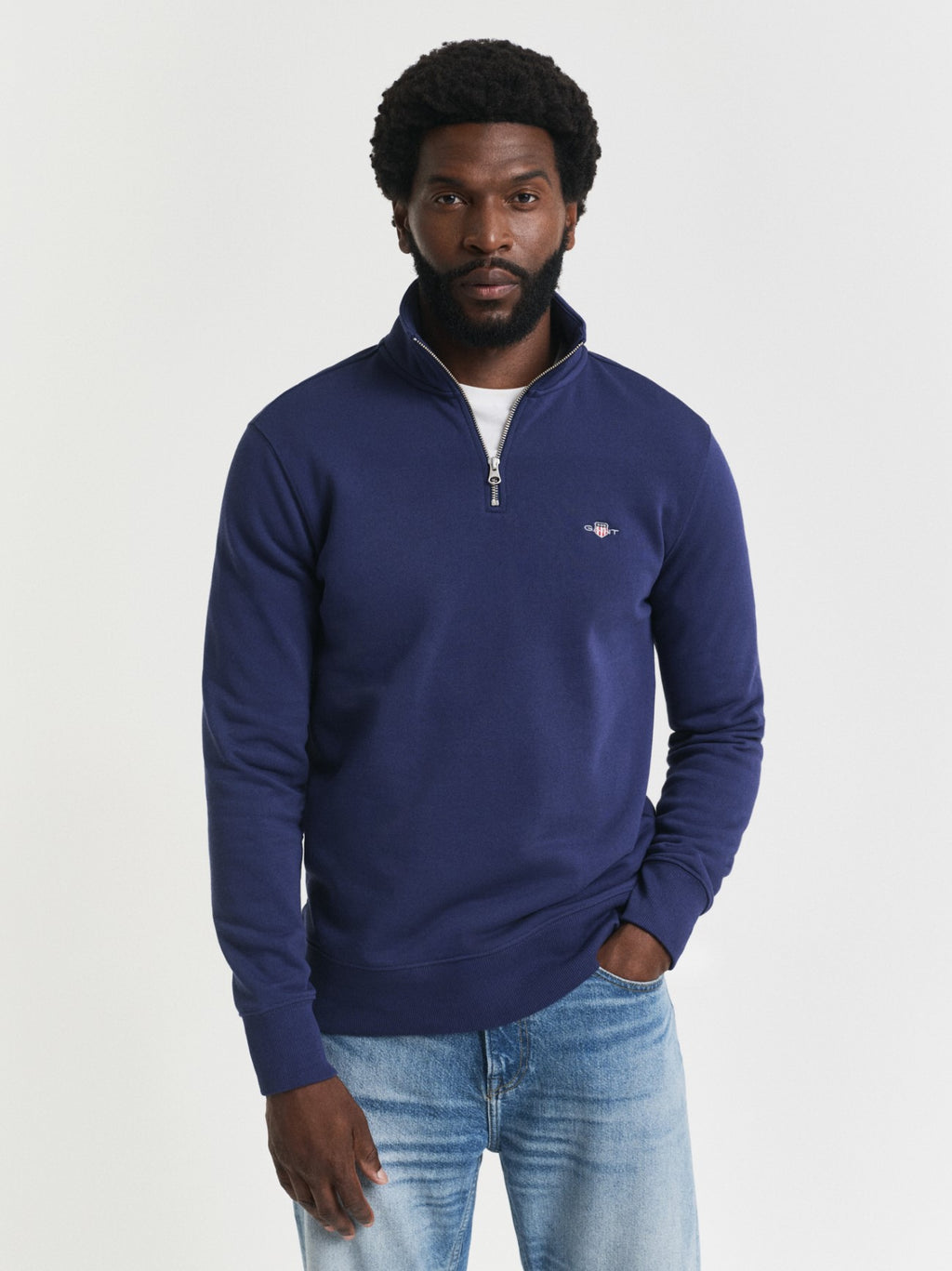 Mens Persian Blue Shield Half Zip Sweatshirt