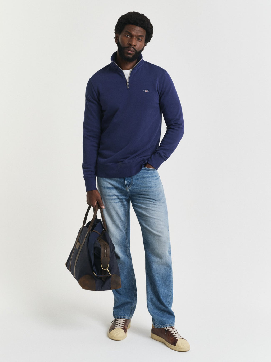 Mens Persian Blue Shield Half Zip Sweatshirt