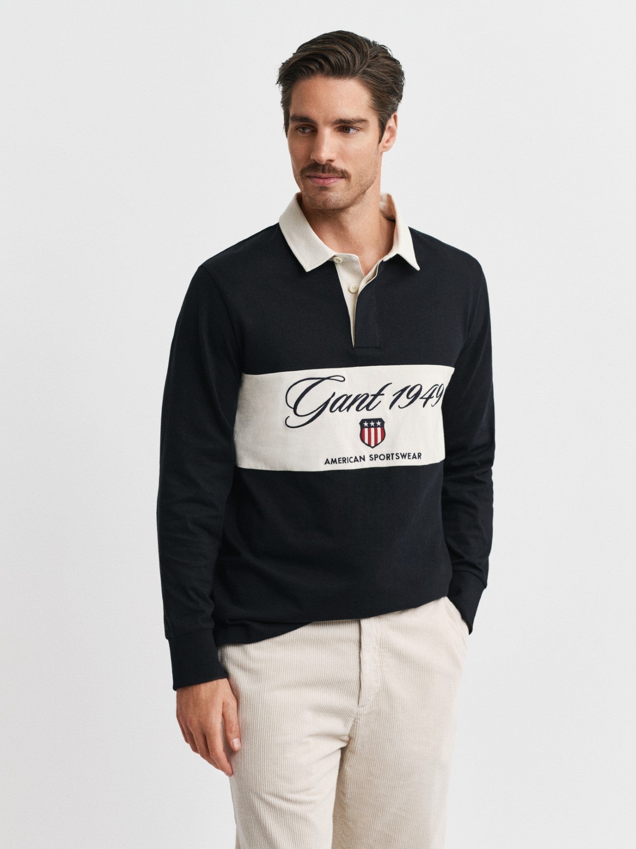 Mens Black Blocked Heavy Rugger