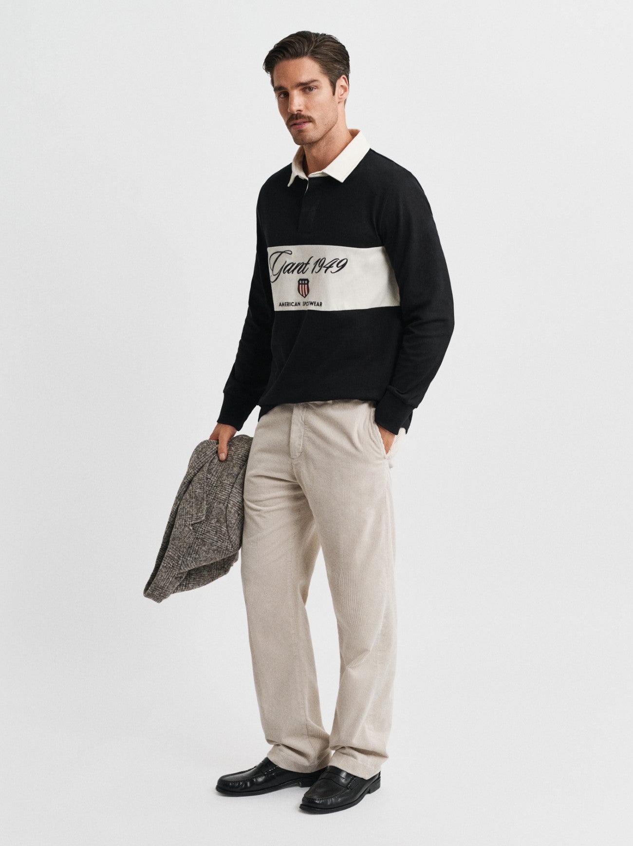 Mens Black Blocked Heavy Rugger