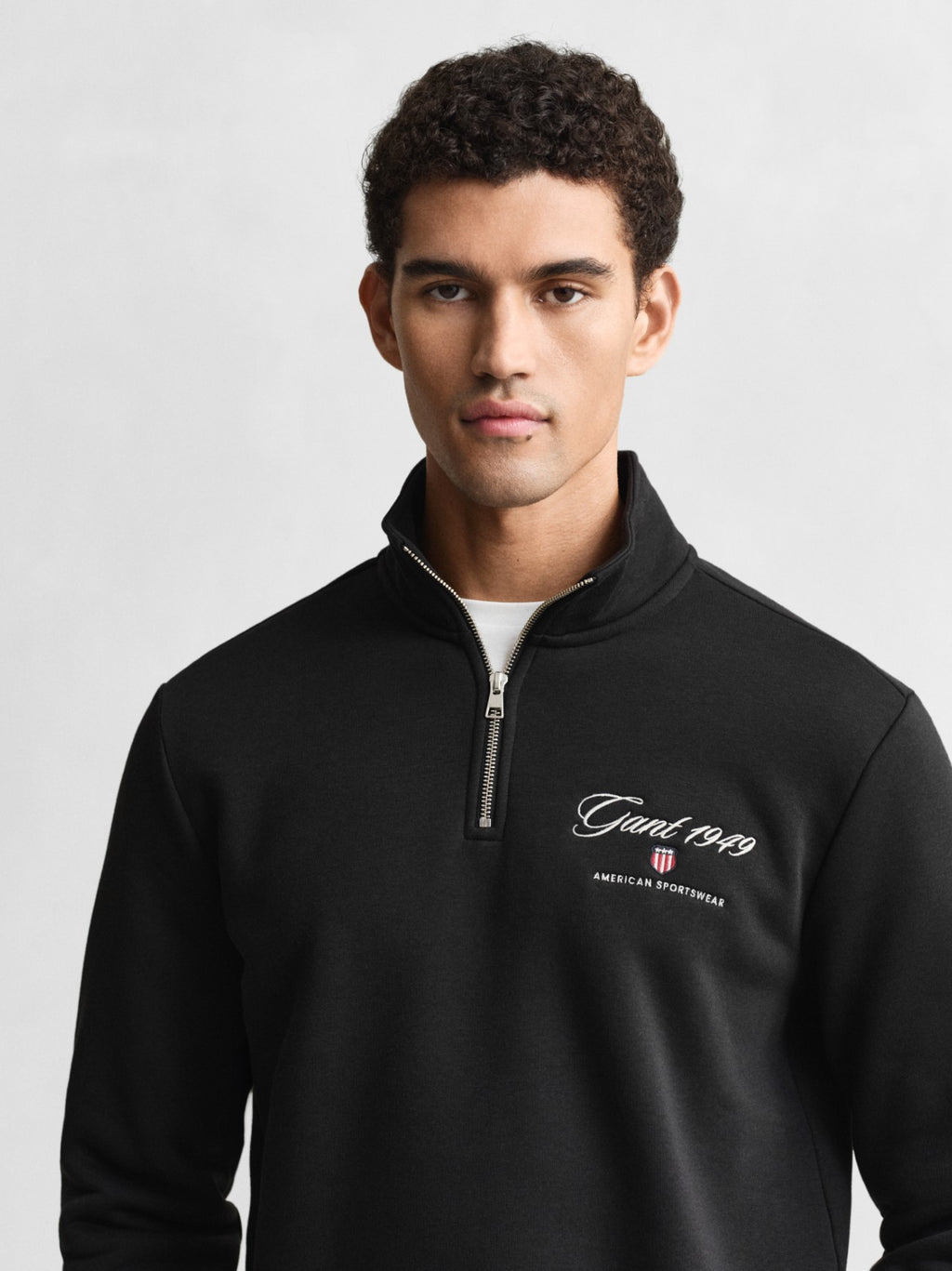 Mens Black Graphic Half Zip Sweatshirt