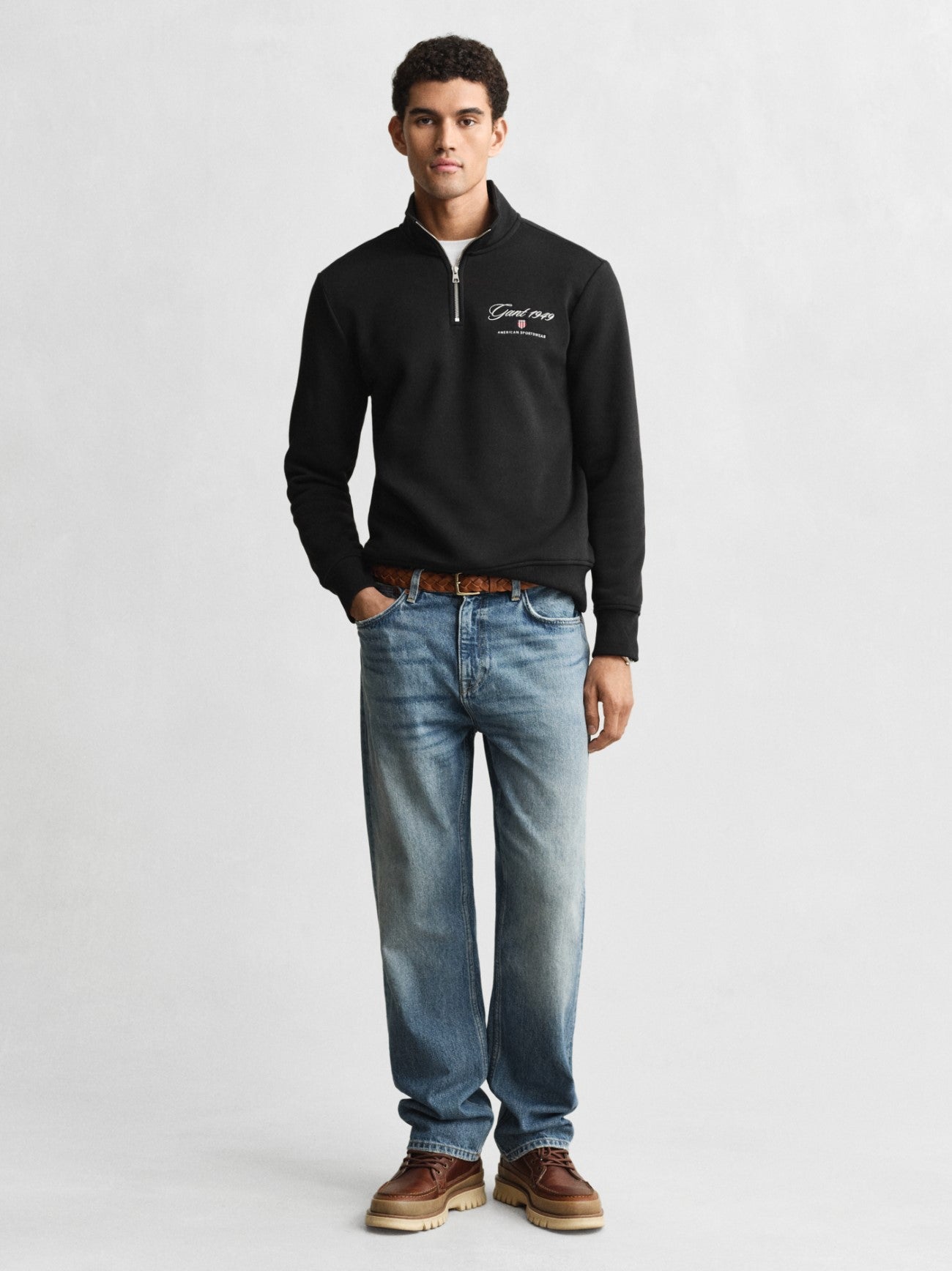 Mens Black Graphic Half Zip Sweatshirt