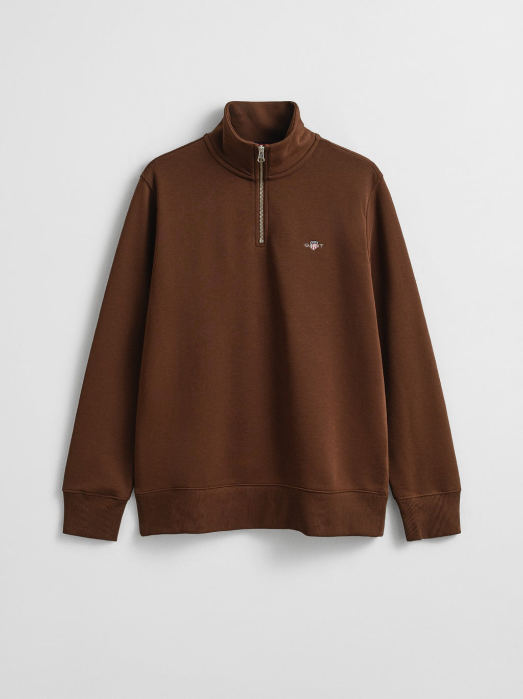 Mens Mahogany Brown Shield Half Zip Sweatshirt