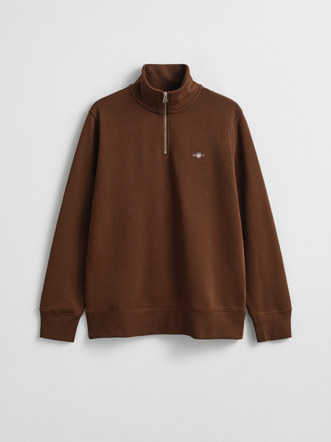 Mens Mahogany Brown Shield Half Zip Sweatshirt
