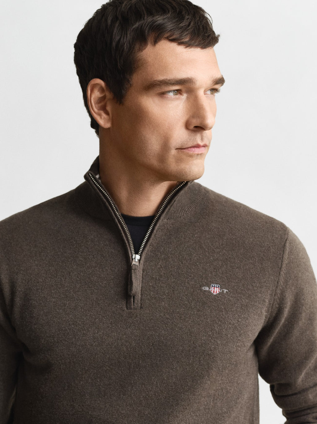 Mens Seawood Melange Superfine Lambswool Half Zip Sweater
