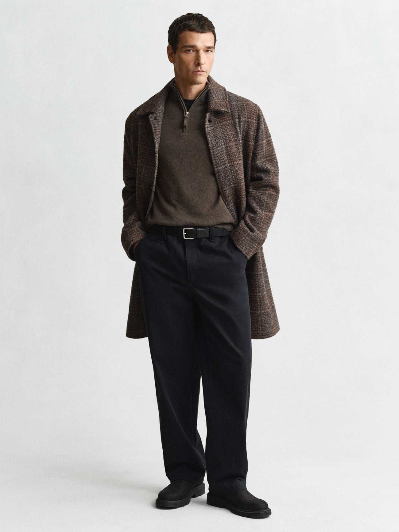 Mens Seawood Melange Superfine Lambswool Half Zip Sweater