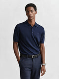 Mens Marine Extrafine Merino Wool Polo Shirt