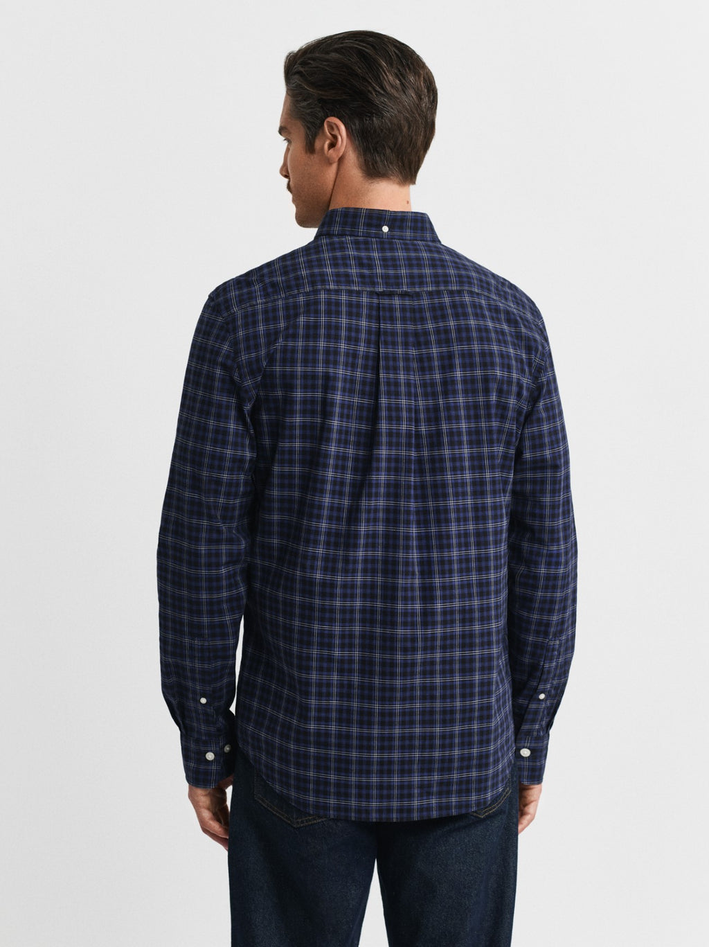 Mens Persian Blue Classic Poplin Check Shirt