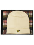 Mens White Clay Lambswool Blend Scarf and Beanie Set