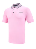 Mens Baby Pink Tipped Collar Polo Shirt