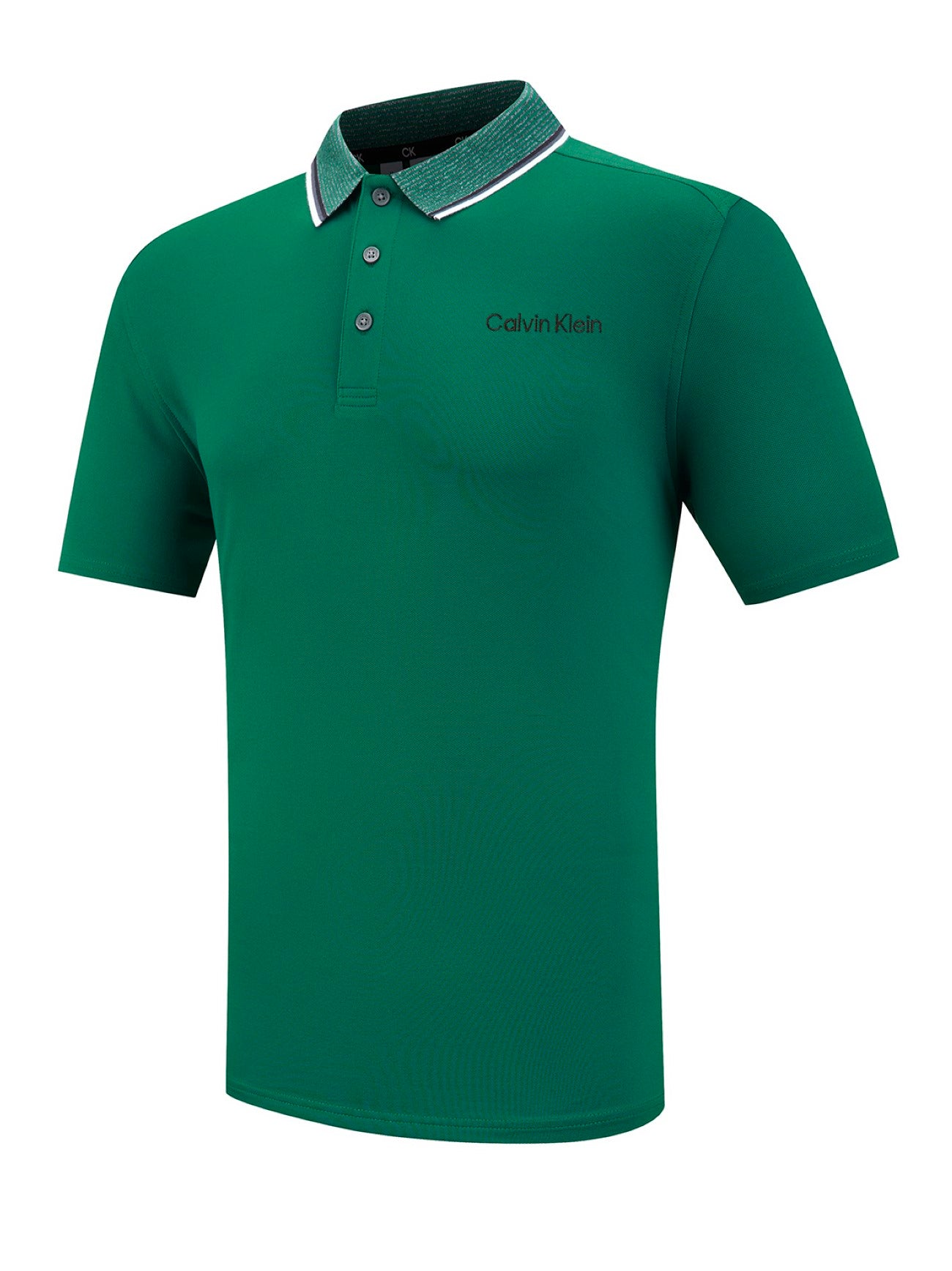 Mens Forest Green Tipped Collar Polo Shirt