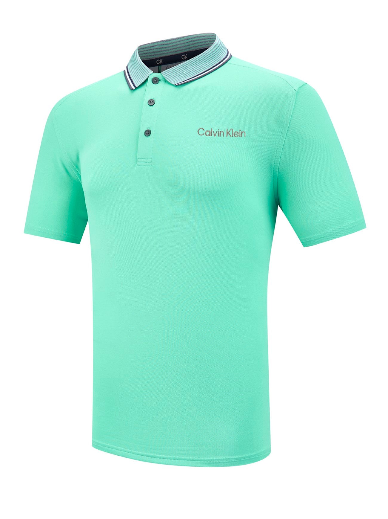 Mens Mint Green Tipped Collar Polo Shirt