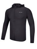Mens Black Silver Hooded Full Zip Windbreaker