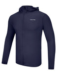 Mens Navy Hooded Full Zip Windbreaker