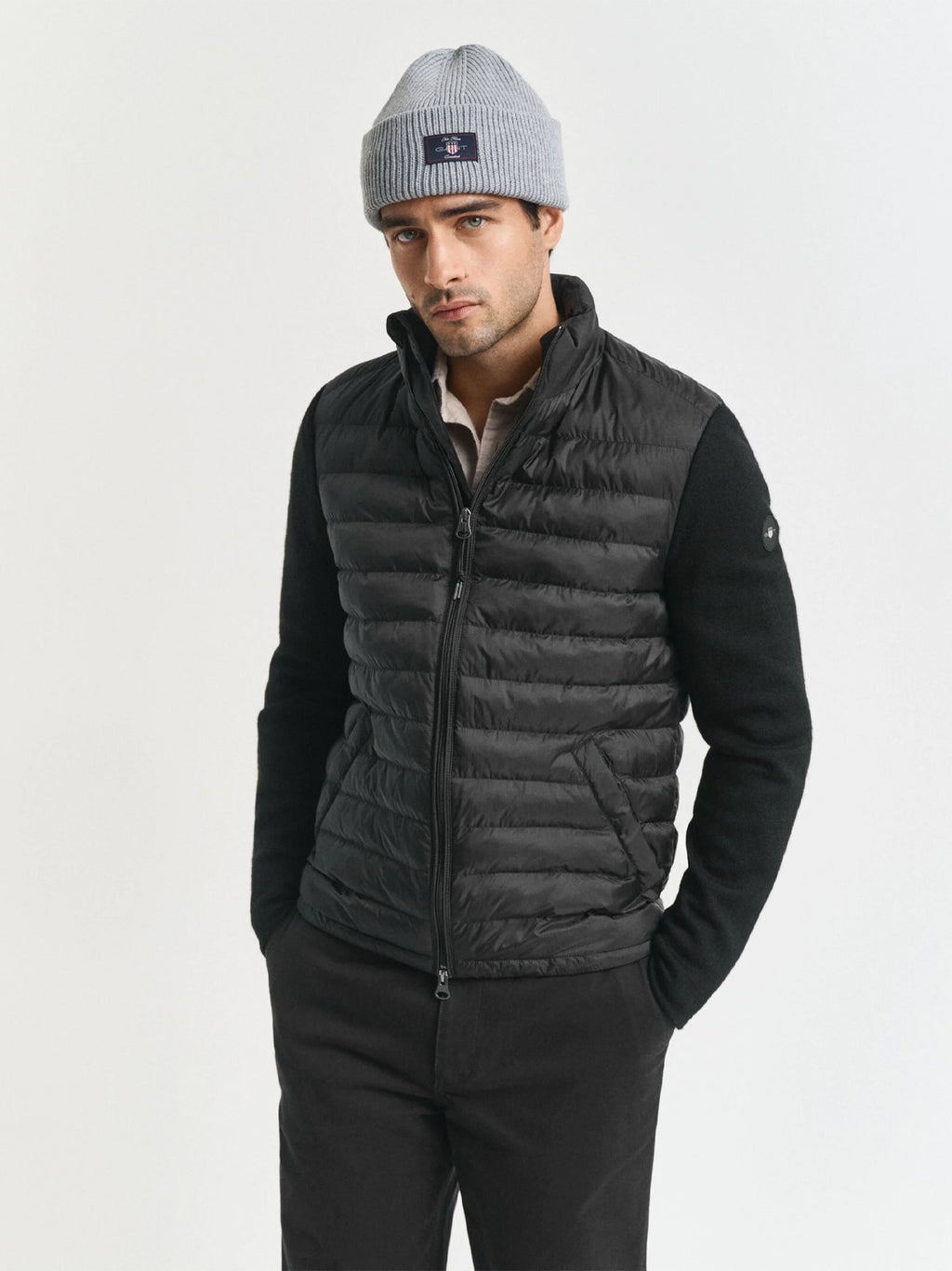 Mens Black Mixed Media Jacket