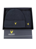 Mens Dark Navy Waffle Scarf and Beanie Set