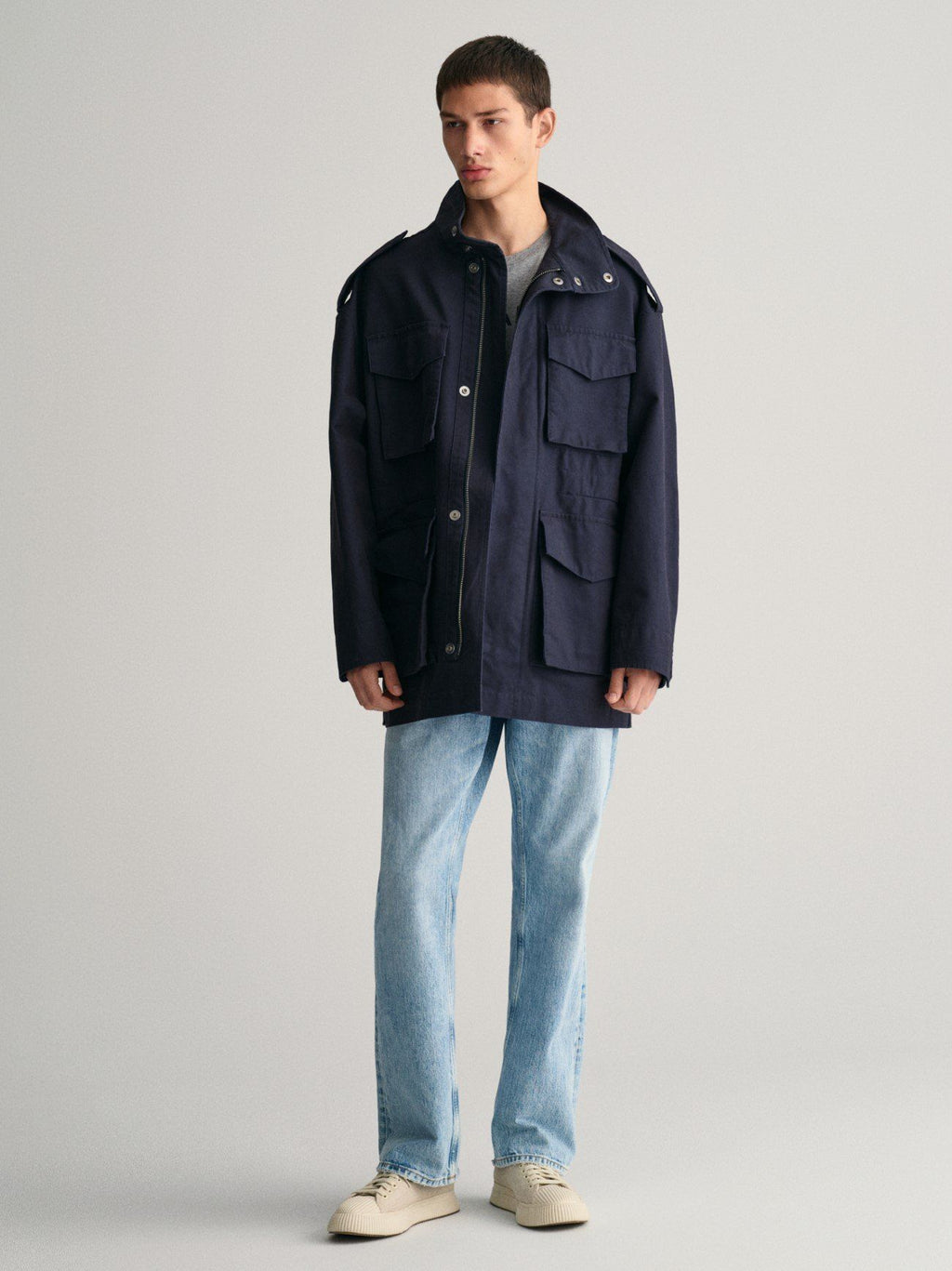 Mens Evening Blue Cotton Field Jacket
