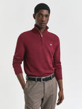 Mens Plumped Red Casual Cotton Half Zip Sweatshirt