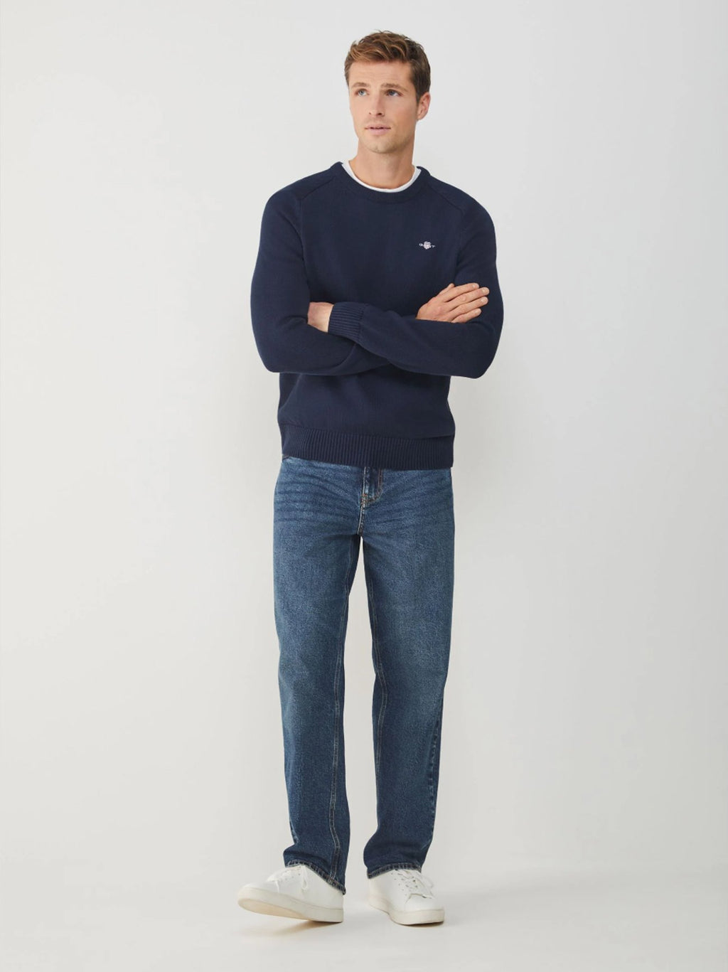 Mens Evening Blue Casual Cotton Crew Neck Sweatshirt