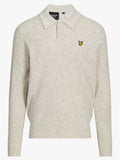 Mens Light Grey Marl Lambswool Blend Rugby Jumper