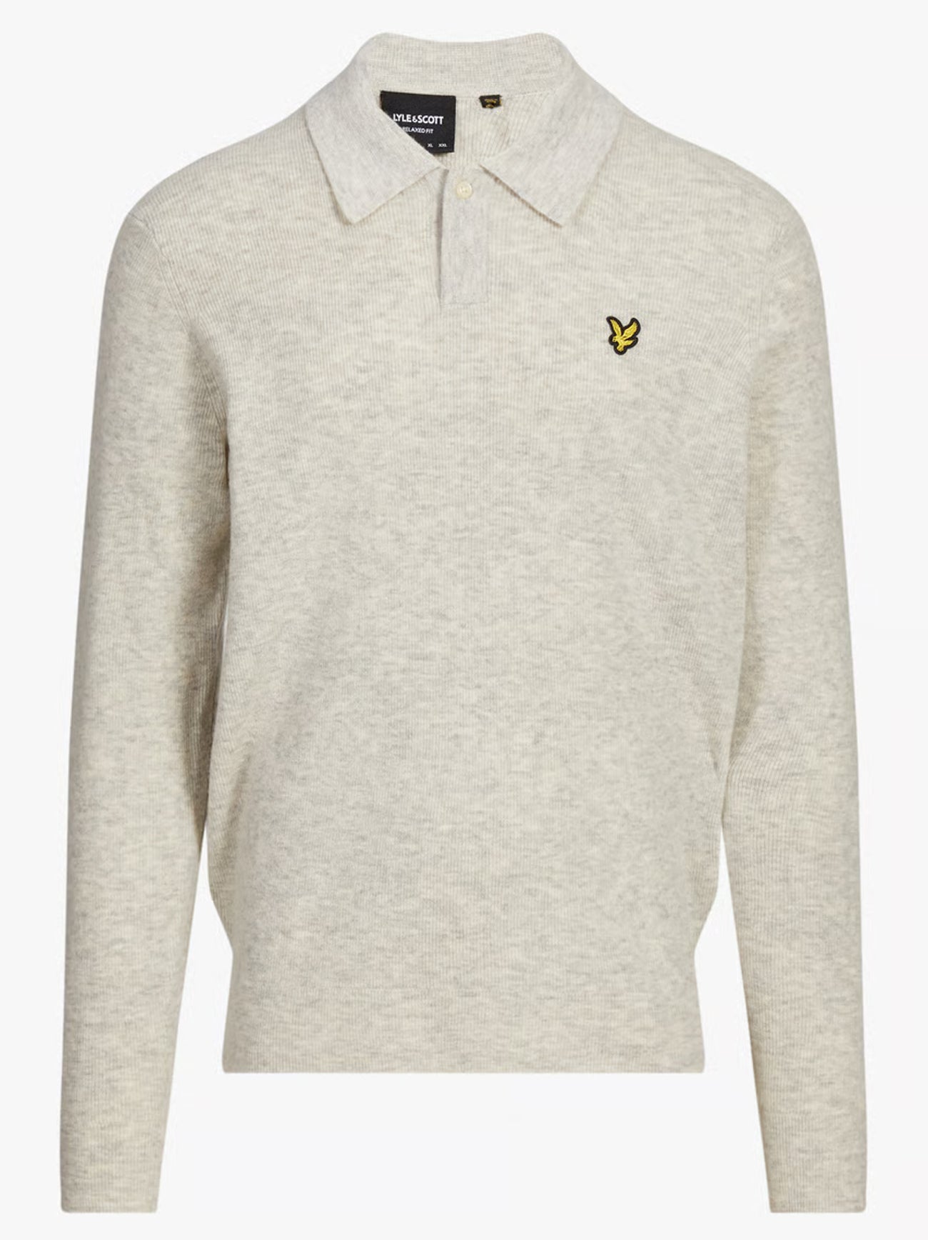 Mens Light Grey Marl Lambswool Blend Rugby Jumper