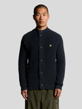 Mens Dark Navy Button Through Funnel Neck Jumper