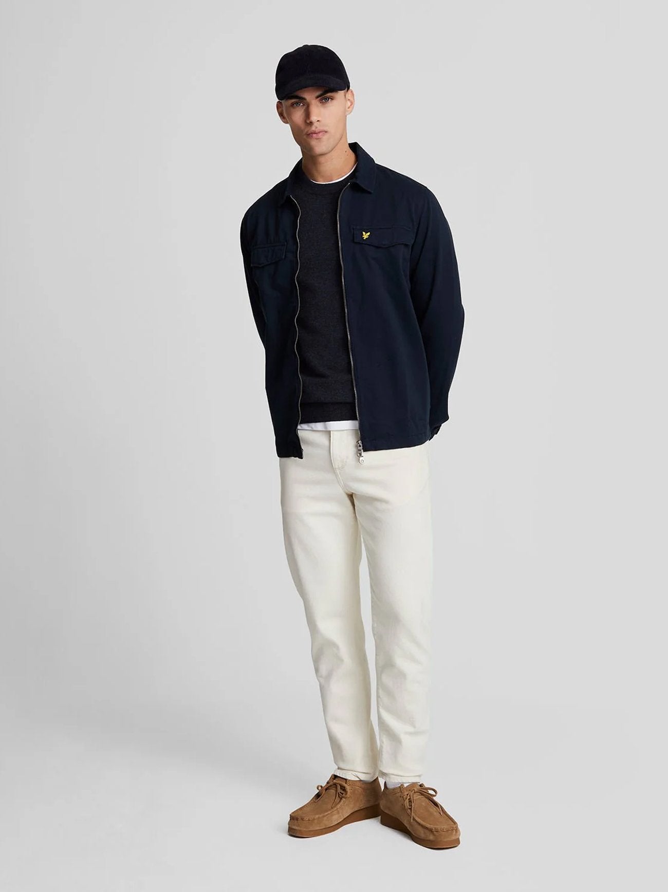 Mens Dark Navy Marl Lambswool Blend Crew Neck Jumper