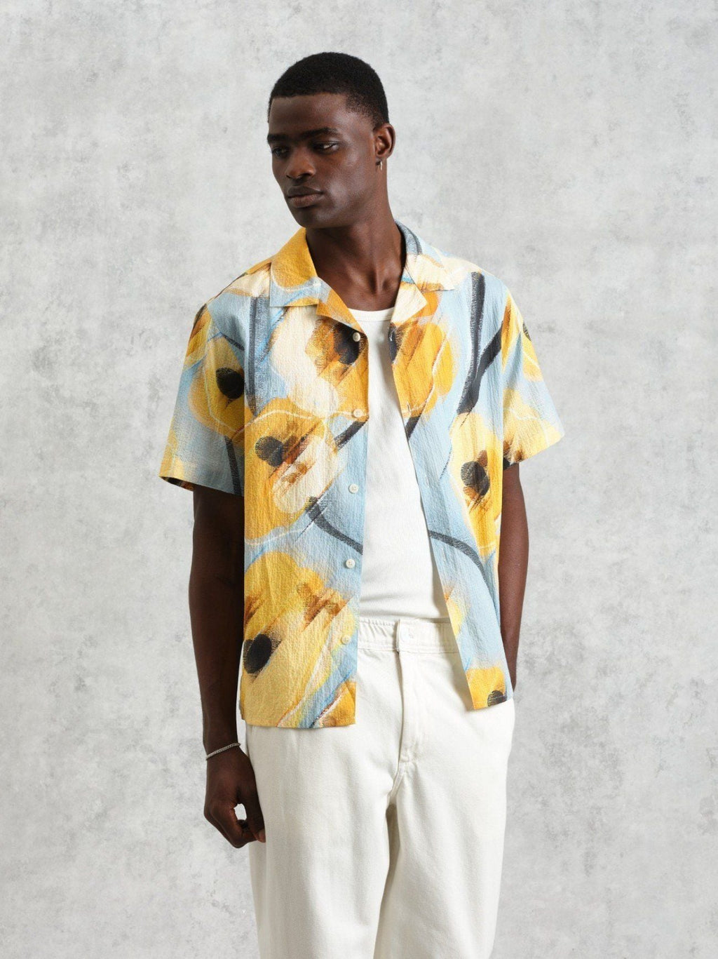 Mens Blue Yellow Abstract Didcot Shirt