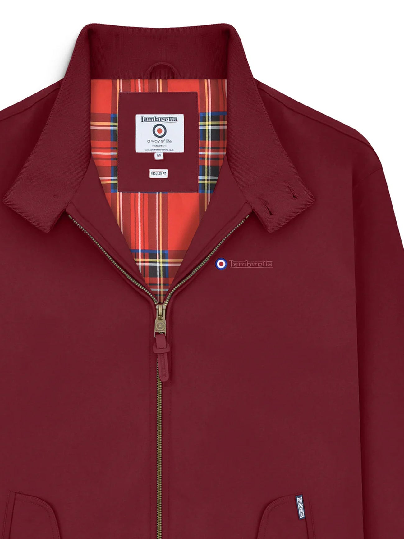Mens Burgundy Shower Resistant Harrington Jacket