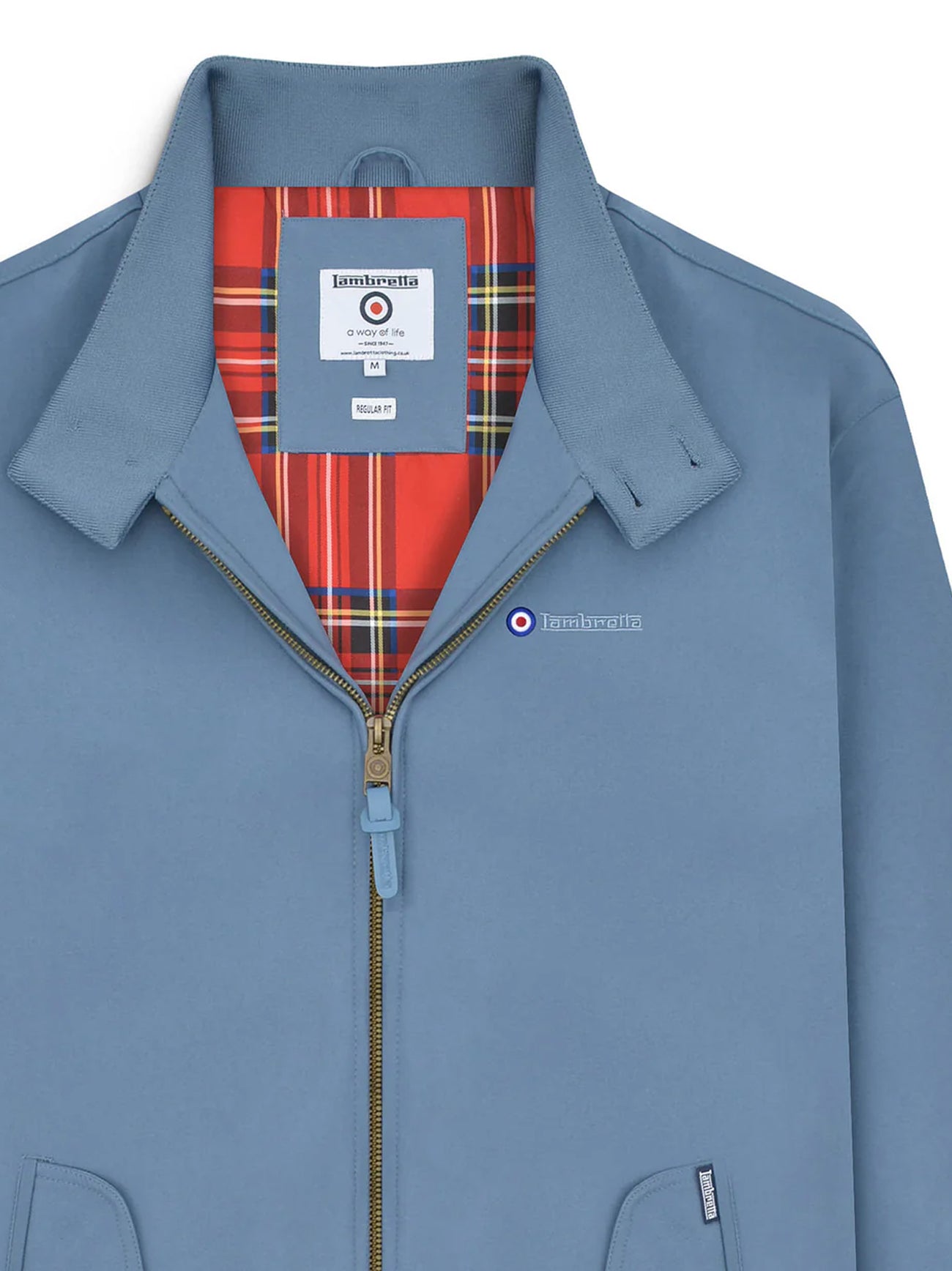 Mens Mid Blue Shower Resistant Harrington Jacket