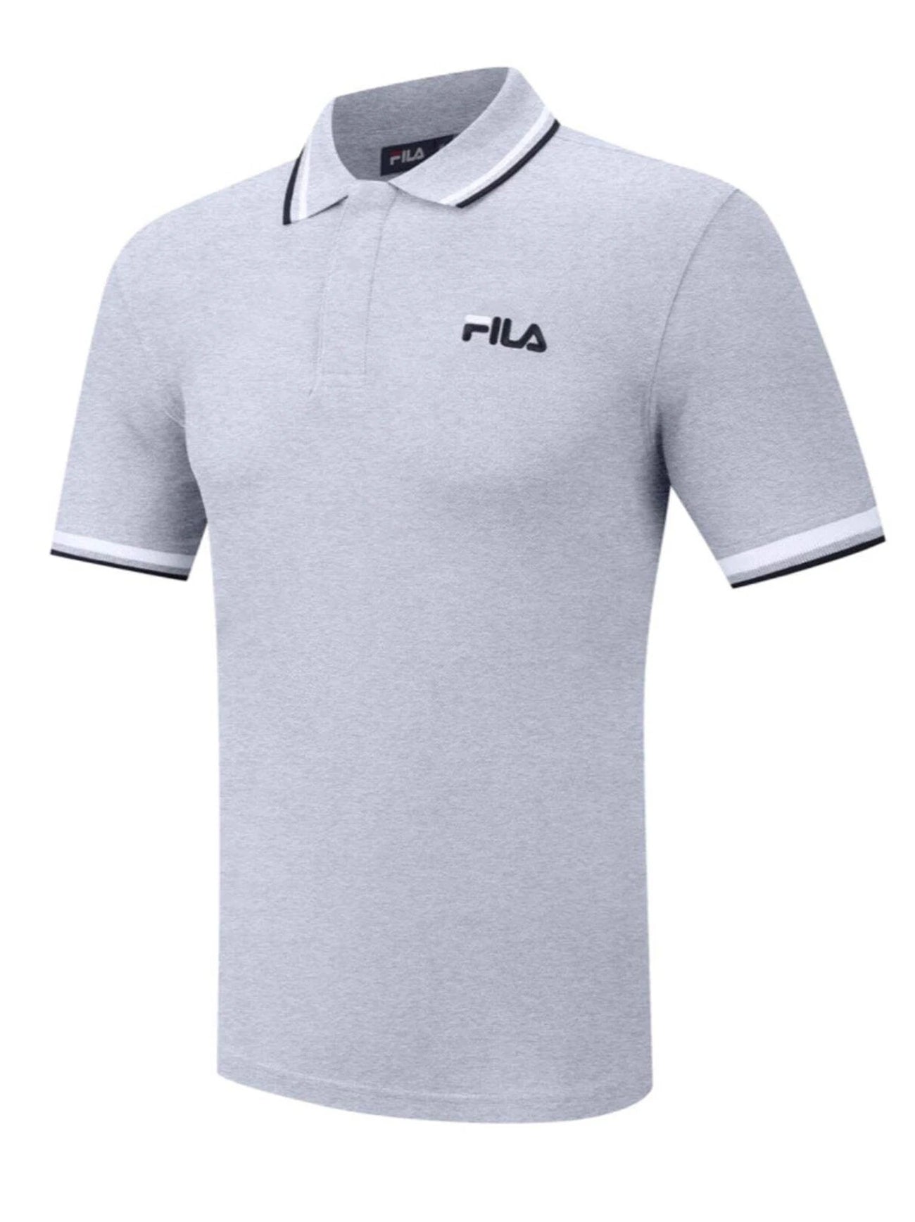 Mens Light Grey Marl Bowey Graphic Polo Shirt