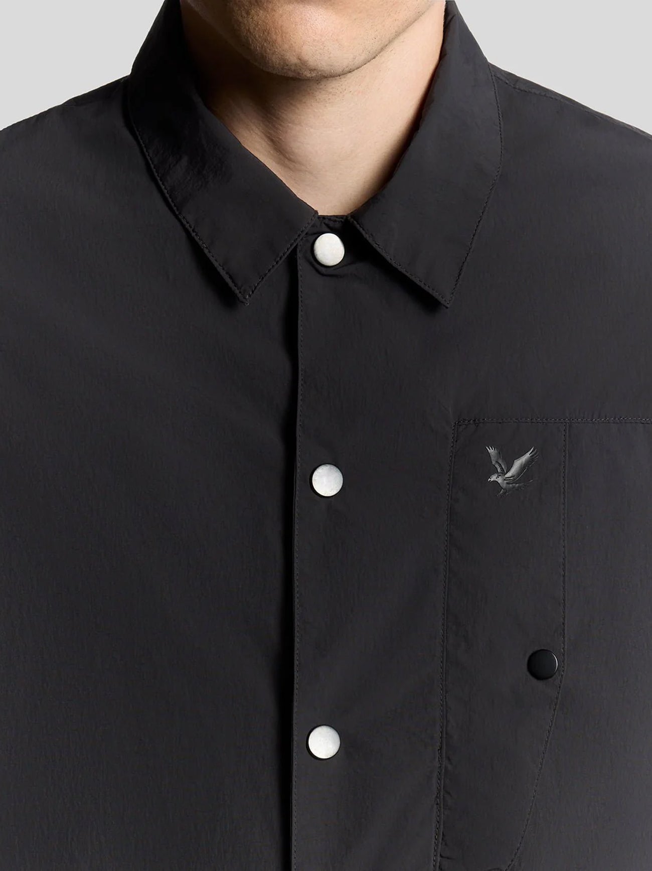 Mens Black Ice Crinkle Nylon Overshirt