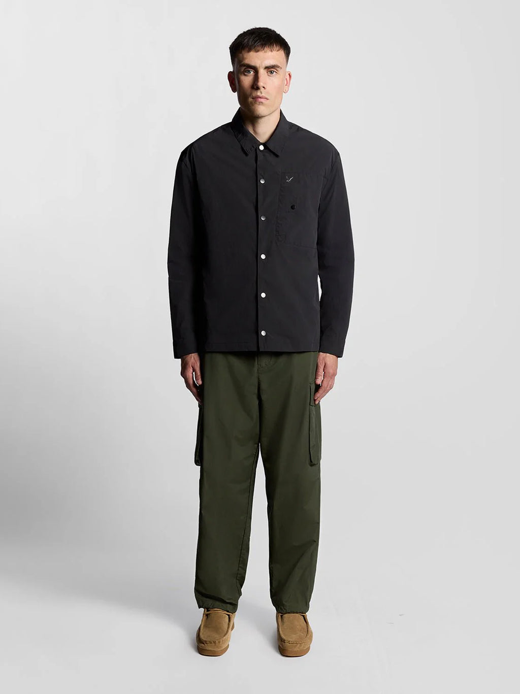 Mens Black Ice Crinkle Nylon Overshirt