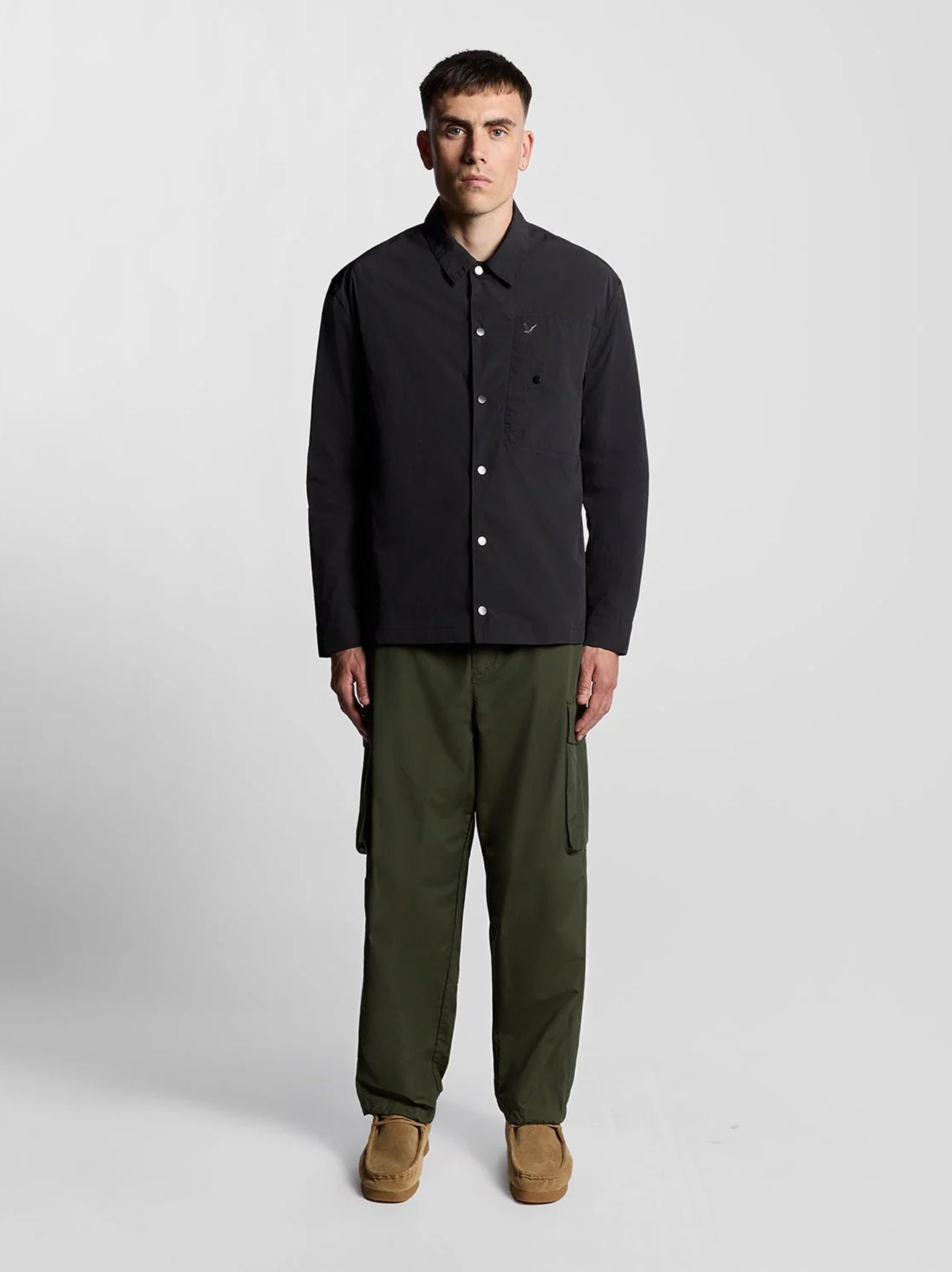 Mens Black Ice Crinkle Nylon Overshirt