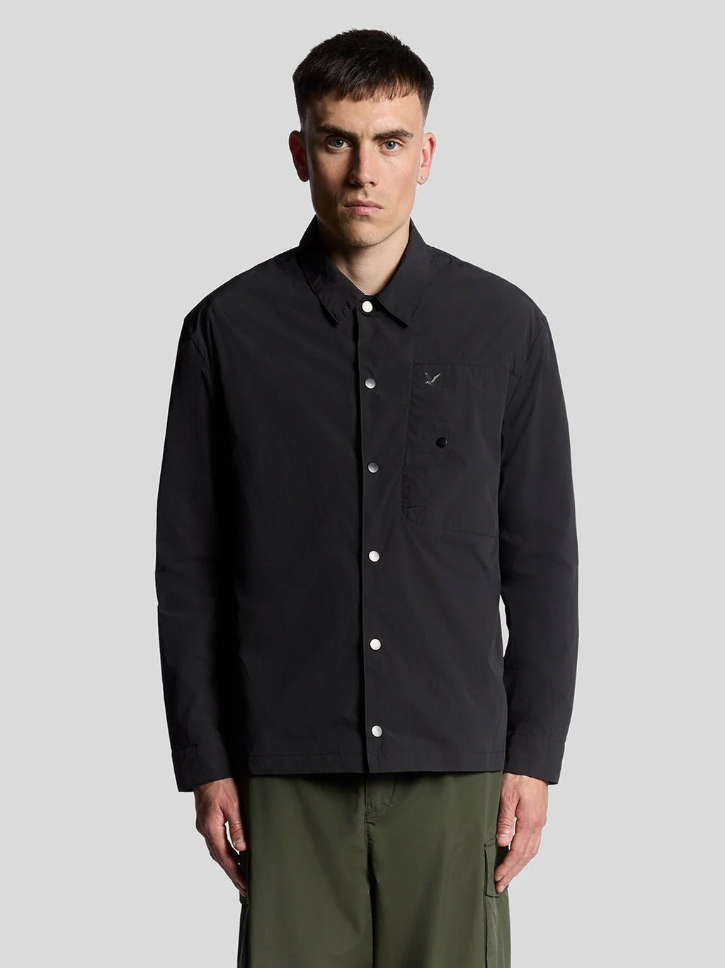 Mens Black Ice Crinkle Nylon Overshirt